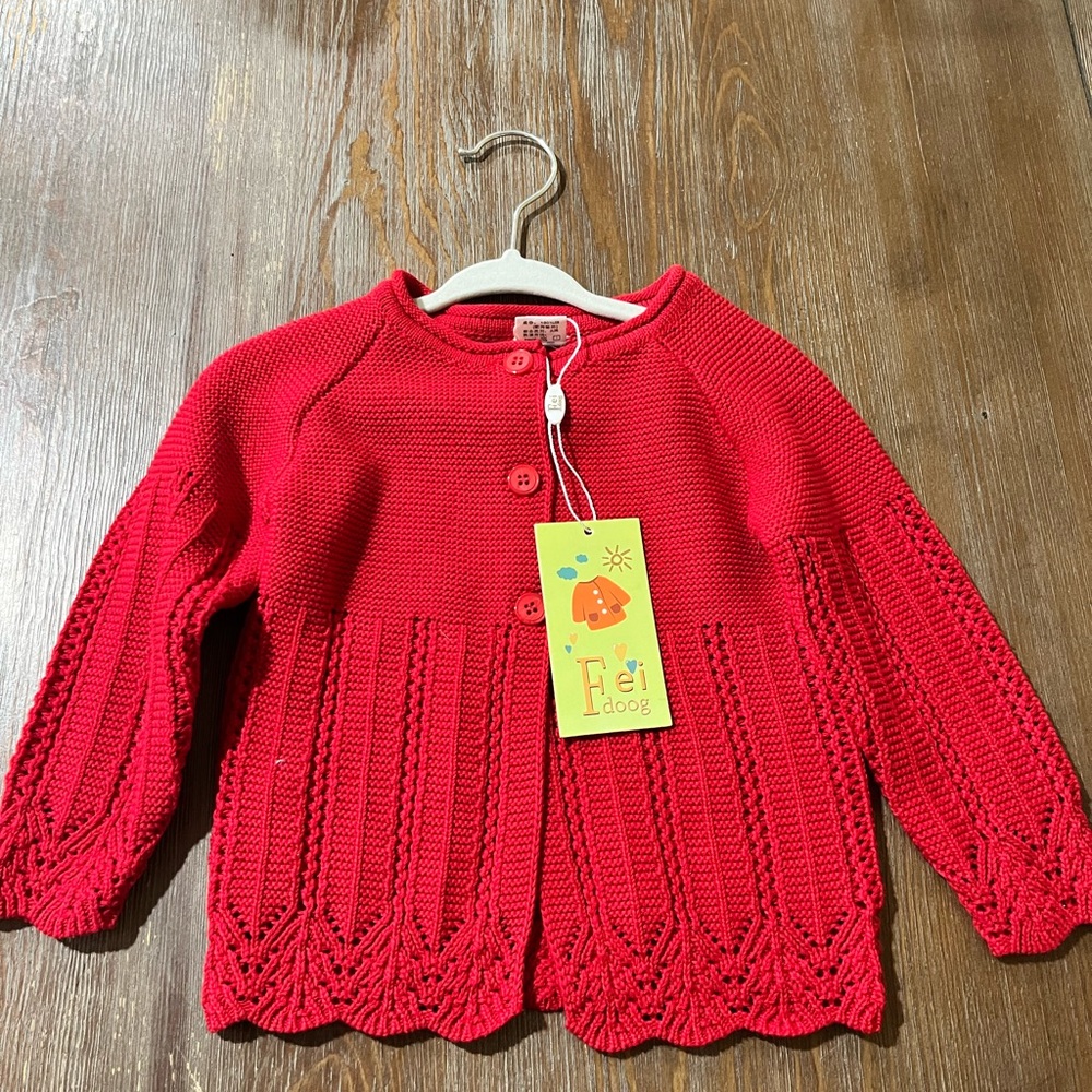Red Toddler Cardigan. Never worn! Size 2T